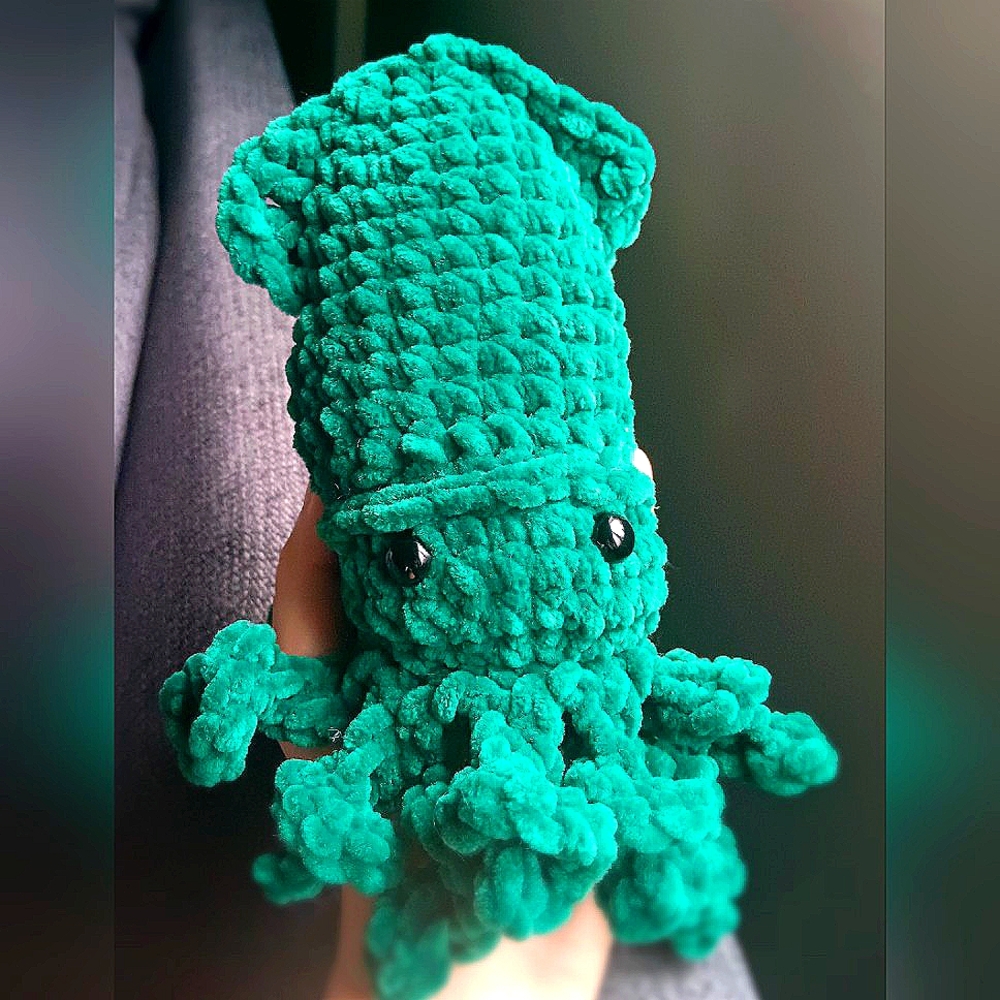 Handmade Crochet Green Baby Squid